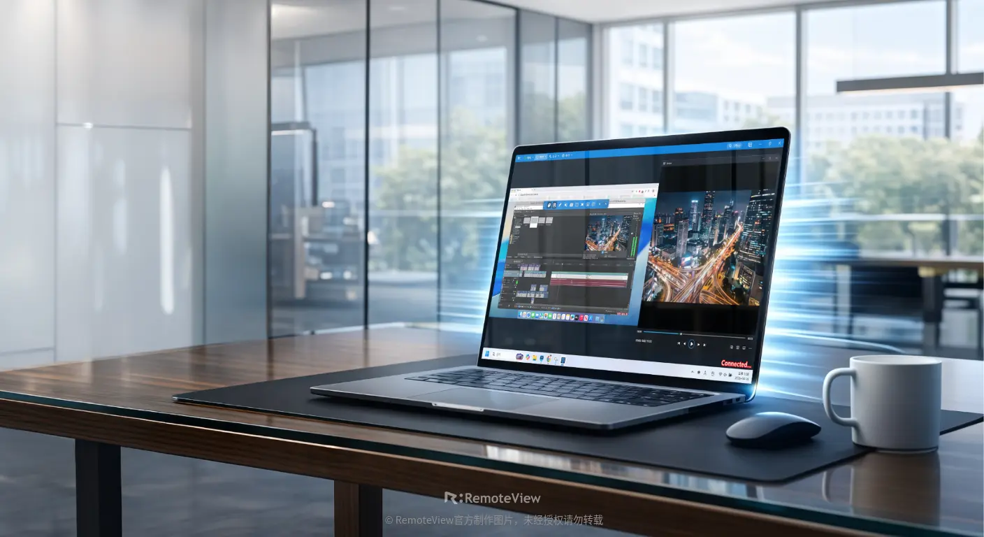 RemoteView 企业级远程控制软件主控端操作界面，展示高清流畅的远程连接画面